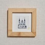 Ets Ridderzaal Den Haag 10x10 cm incl lijst, Huis en Inrichting, Woonaccessoires | Schilderijen, Tekeningen en Foto's, Minder dan 50 cm