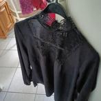 Prachtige zwarte blouse met breed kant42/44, Ophalen of Verzenden, Zo goed als nieuw, Zwart
