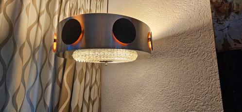 Vintage hanglamp. Glas chroom. Zwart oranje cirkels., Huis en Inrichting, Lampen | Hanglampen, Zo goed als nieuw, Minder dan 50 cm