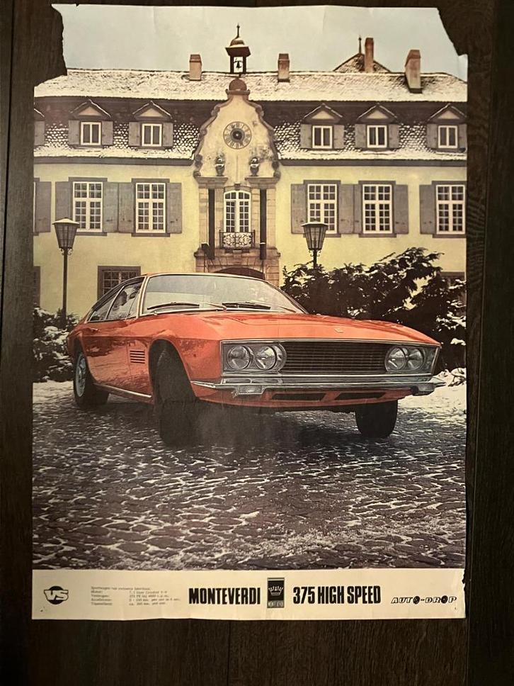 Monteverdi 375 High Speed poster | Auto-Drop | UNIEK | 62x44, Verzamelen, Automerken, Motoren en Formule 1, Gebruikt, Auto's, Ophalen of Verzenden