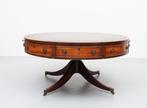 English Bevan Funell Leather Top Drum Table/Tafel, Gebruikt, Ophalen of Verzenden