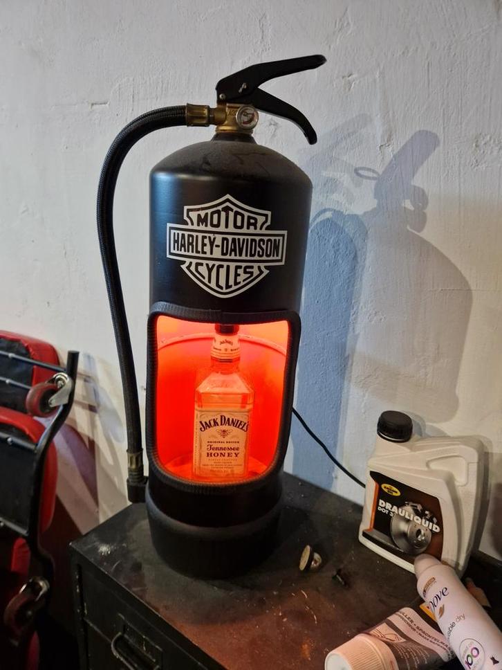 Harley Davidson Brandblusser Lamp - Uniek!, Antiek en Kunst, Antiek | Lampen, Ophalen of Verzenden