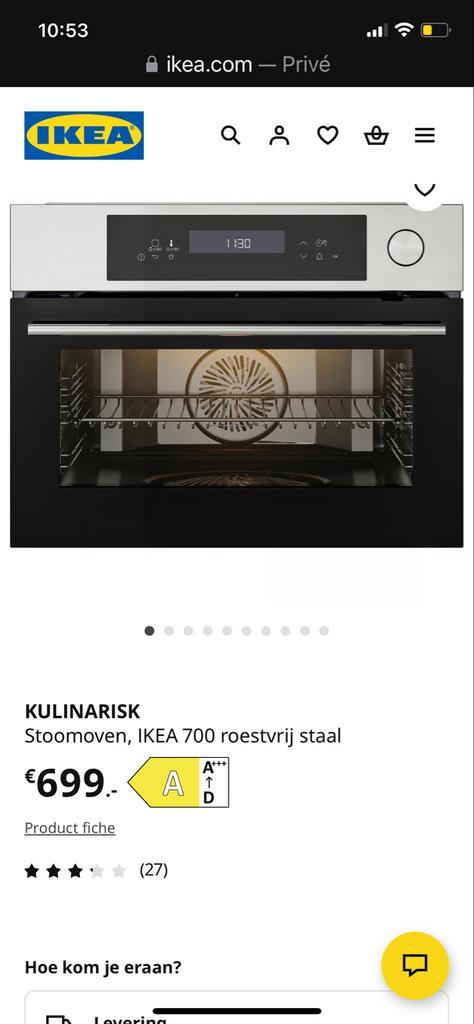 IKEA Stoomoven - KULINARISK, Witgoed en Apparatuur, Ovens, Zo goed als nieuw, Inbouw, Oven, 45 tot 60 cm, Hete lucht, Ophalen of Verzenden