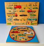 Simplex oude houten knopjespuzzels/Auto's, Kinderen en Baby's, Speelgoed | Kinderpuzzels, Ophalen of Verzenden, Gebruikt, Van hout