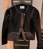 Sandro Paris kort zwart jasje met ritsdetails satin 38 50333, Maat 38/40 (M), ., Zwart, Sandro