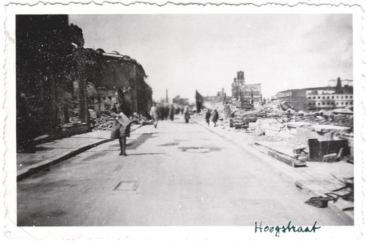 Foto 1940 Rotterdam Hoogstraat Bombardement Oorlog WO2 W2, Verzamelen, Militaria | Tweede Wereldoorlog, Overige soorten, Foto of Poster