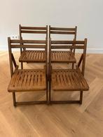 Klapstoelen hout 4 stuks retro jaren 60/70, Huis en Inrichting, Stoelen, Ophalen, Gebruikt, Bruin, Vier