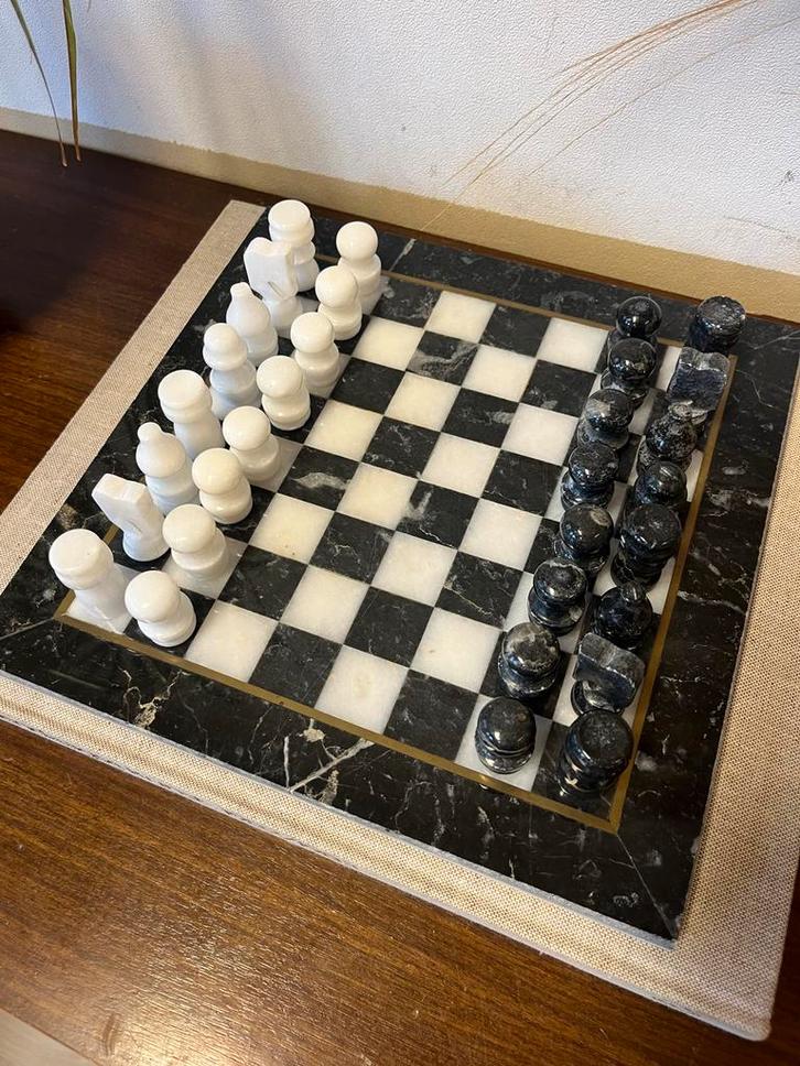 Prachtig Vintage Marmeren Schaakspel zwart wit schaakbord, Hobby en Vrije tijd, Gezelschapsspellen | Bordspellen, Ophalen of Verzenden