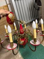 Vintage Kroonluchter met Rode Accenten, Huis en Inrichting, Ophalen, Gebruikt, Metaal
