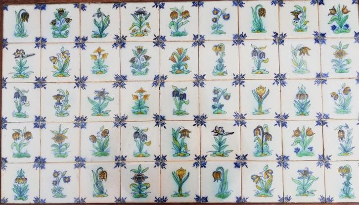 Koninklijke Tichelaar Makkum. 45 tegels. 7.5/7.5 cm., Antiek en Kunst, Antiek | Wandborden en Tegels, Ophalen