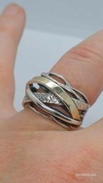 Zilveren ring 925 met 9k goud - Maat 57, 18 tot 19, Ophalen of Verzenden, Zo goed als nieuw, Dame