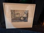 Maarten Langbroek - Grachtenlandschap Amsterdam, Antiek en Kunst, Kunst | Etsen en Gravures, Ophalen of Verzenden