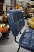 Luxe barstoelen metaal leer blauw industrieel vintage 30 x, Huis en Inrichting, Ophalen, 5 krukken of meer, Met voetsteun, 60 tot 90 cm