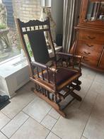 Schommelstoel antiek eiken vintage leer, Antiek en Kunst, Ophalen