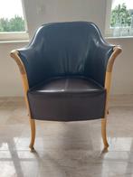 Giorgetti Design Stoel - Bruin Leer & Hout, Minder dan 75 cm, Design, Hout, Ophalen of Verzenden