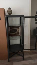 Metalen vitrinekast antraciet, Huis en Inrichting, Kasten | Vitrinekasten, Ophalen, 50 tot 100 cm, Zo goed als nieuw, Metaal