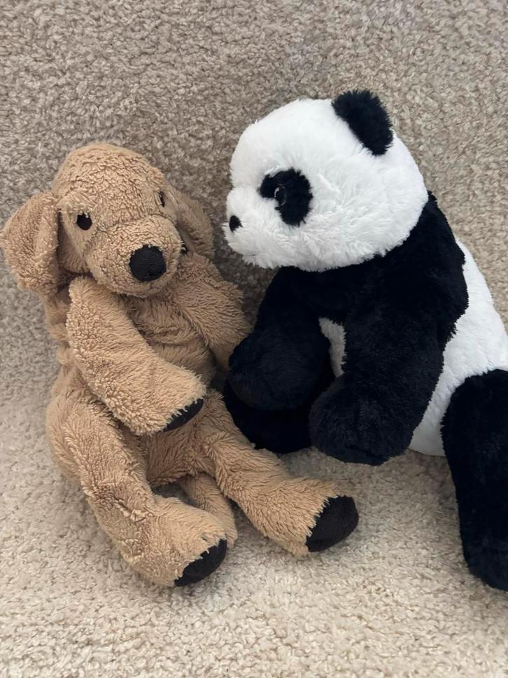 IKEA Knuffels: Hond & Panda - Gewassen!, Kinderen en Baby's, Speelgoed | Knuffels en Pluche, Gebruikt, Hond, Ophalen of Verzenden