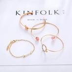 Set van 4 goudkleurige armbanden, Overige materialen, Nieuw, Ophalen of Verzenden, Goud