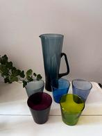 Gekleurde glazen met karaf jaren 60, Ophalen of Verzenden