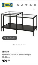 IKEA VITTSJÖ Bijzettafel Set - Zwartbruin/Glas, Huis en Inrichting, Ophalen, Minder dan 45 cm, 75 cm of meer, Modern