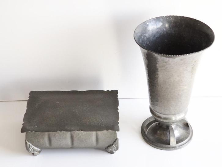 Gero Tinnen vaas en kistje, Antiek en Kunst, Antiek | Tin, Ophalen of Verzenden