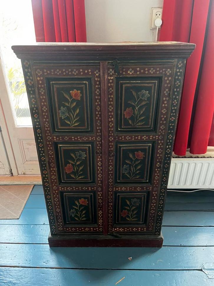 Vintage kastje met bloem beschildering, Antiek en Kunst, Antiek | Meubels | Kasten, Ophalen