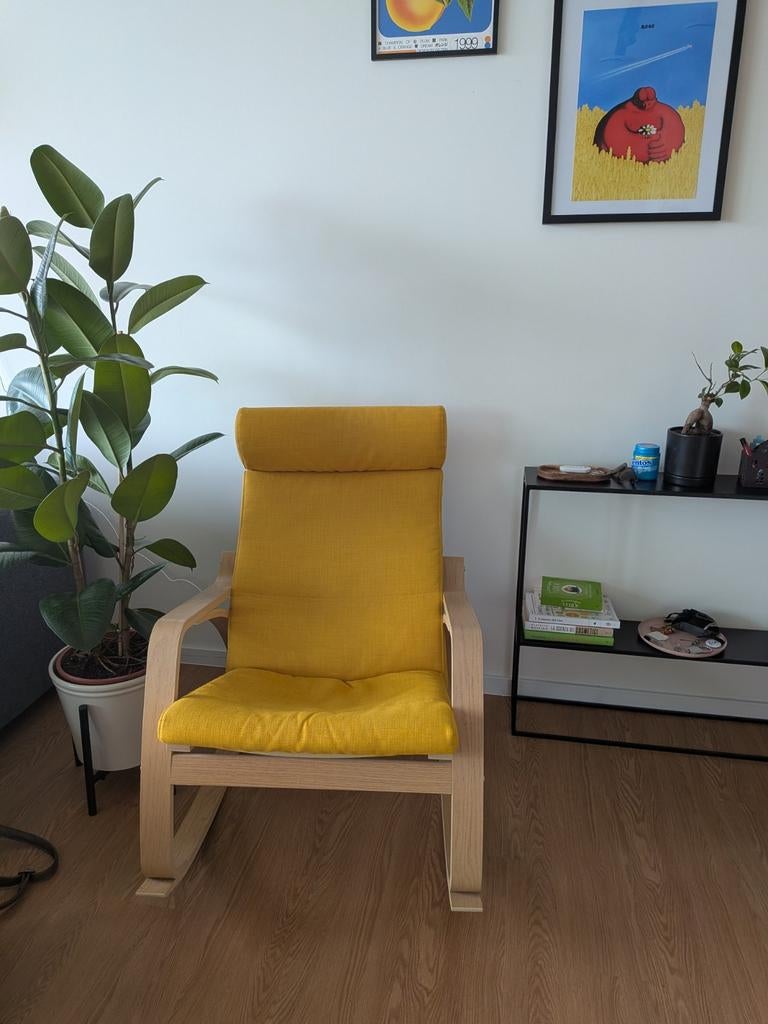 IKEA POÄNG Schommelstoel - IKEA POÄNG rocking chair, Ophalen of Verzenden, Zo goed als nieuw, Stof, 50 tot 75 cm