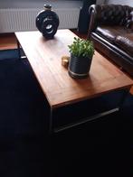 Houten Salontafel op (donker) grijs metalen onderstel, Huis en Inrichting, 50 tot 100 cm, Minder dan 50 cm, 100 tot 150 cm, Teakhout