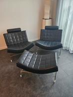 Leolux Volare fauteuil met hocker, Huis en Inrichting, Fauteuils, Ophalen, 75 tot 100 cm, Zo goed als nieuw, Metaal