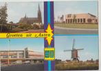 Asten Groeten 4 luik Kerk Winkels Molen  1974, Verzamelen, Ansichtkaarten | Nederland, Verzenden, 1960 tot 1980, Gelopen, Noord-Brabant