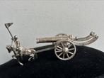 Zilver miniatuur beeldje Kanon getrokken  ruiter op paard, Ophalen of Verzenden, Zilver