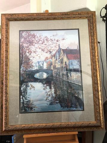Ingelijste kunstprint – "Brugge Reflections" beschikbaar voor biedingen