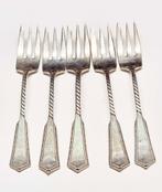 1917 GERO ZILVER ALPACCA 5  TAART VORKJES, Antiek en Kunst, Antiek | Bestek, Ophalen of Verzenden