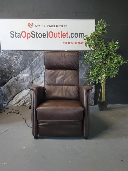 Sta op Stoel Ciar Leder Mokkabruin, Huis en Inrichting, Fauteuils, Gebruikt, Leer, 50 tot 75 cm, Minder dan 75 cm, Ophalen of Verzenden