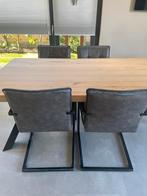 GRATIS Grijze eetkamerstoelen met stalen poten (4 stuks), Huis en Inrichting, Complete eetkamers, Ophalen, Gebruikt, 4 tot 6 stoelen