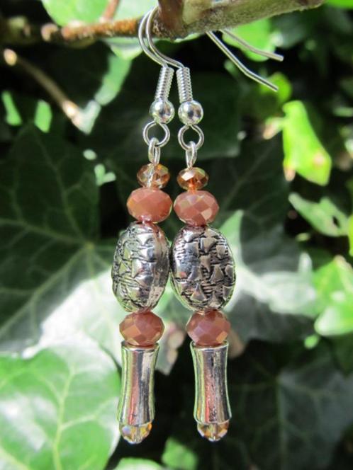 Oorbellen Sandy kristalglas facet-kralen verzilverd, Sieraden, Tassen en Uiterlijk, Oorbellen, Nieuw, Hangers, Zilver, Oranje