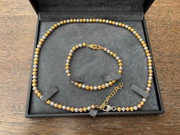 Ketting en armband verguld goud, rosé, zilver  beschikbaar voor biedingen