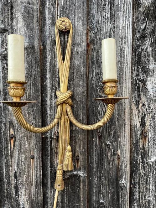 koperen 2-armse wandlamp in Empire-stijl., Huis en Inrichting, Lampen | Wandlampen, Zo goed als nieuw, Ophalen of Verzenden