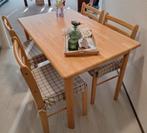 grenen eettafel met 4 stoelen., Huis en Inrichting, Tafels | Eettafels, Ophalen, Minder dan 50 cm, 100 tot 150 cm, Zo goed als nieuw