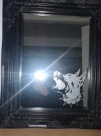 Gegraveerde spiegel, met hond er op, Ophalen, Minder dan 50 cm, Gebruikt, Minder dan 100 cm