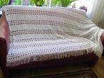 ,WIT GEHAAKT KLEED / SPREI MET LEUKE GEHAAKTE FRANJES ,BROCA, Ophalen of Verzenden