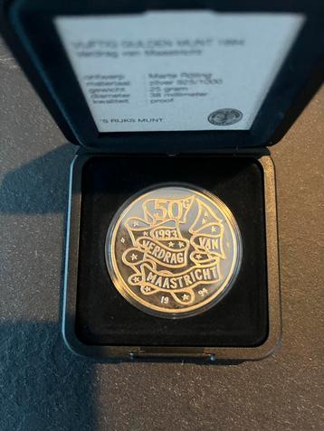 Zilveren 50 Gulden 1994 Verdrag van Maastricht beschikbaar voor biedingen