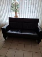 Donkerbruin leren bankstel met 2 relax stoelen, Gebruikt, Driepersoons, Leer, Ophalen of Verzenden
