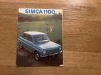 Simca 1100 Brochure - Origineel!, Ophalen of Verzenden, Gelezen, Overige merken