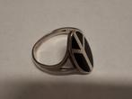 90s Zilveren Peace Ring Zwart Emaille, Sieraden, Tassen en Uiterlijk, Ringen, Ophalen of Verzenden