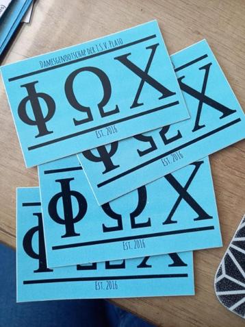 * Pi Omega Chi stickers * beschikbaar voor biedingen