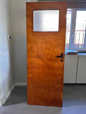 Retro binnendeur hout met glas - jaren 50 beschikbaar voor biedingen