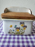 Prachtige vintage zoutbak met viooltjes, uit de jaren 70, Antiek en Kunst, Verzenden