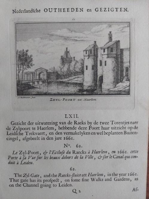 62 / Zeul-Poort Zeylpoort te Haarlem 1ste druk uit 1732, Antiek en Kunst, Kunst | Etsen en Gravures, Ophalen of Verzenden
