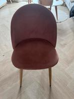 Roze velvet eetkamerstoel met houten poten, Huis en Inrichting, Stoelen, Overige kleuren, Ophalen of Verzenden, Zo goed als nieuw